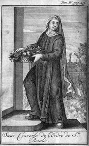 Religiöser Orden. Schwestern des Ordens der heiligen Rosalia in Palermo auf Sizilien im 17. Jahrhundert. In „Geschichte der militärischen Orden oder Ritter, der sicheren und routinemäßigen Milizen beider Geschlechter, die bisher gegründet wurden. Ausgabe v