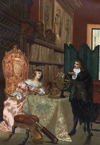 René Descartes gibt Königin Christine von Schweden Philosophieunterricht, ca. 1649-1650