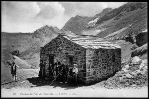 Weg zum Hafen von Gavarnie: das Schutzhaus - Postkarte, Ende des 19. Jahrhunderts