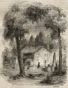 Rousseau in Motiers (Kanton Neuchatel) - Illustration für die „Bekenntnisse“ von Jean-Jacques Rousseau - Gravur von 1849