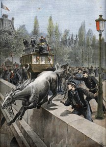 Königliche Brücke in Paris 1898: Ein Pferd beging Selbstmord