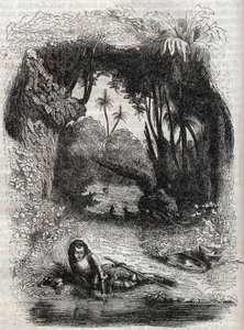 Ruggiero auf der Insel Alcina - Gravur von 1851 aus dem Gedicht Orlando furioso (1516) von Ludovico Ariosto - Ausgabe übersetzt aus dem Italienischen von Graf von Tressan und veröffentlicht von Gustave Harvard 1851 von Unknown artist