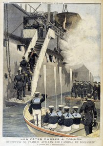 Russische Feste in Toulon: Empfang von Admiral Avellan durch Admiral de Boissoudy - in „Le Petit Journal“