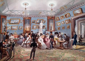 Russische Gesellschaft: Eine soziale Messe in Sankt Petersburg. Lithographie um 1830. Sankt Petersburg, Eremitage-Bibliothek