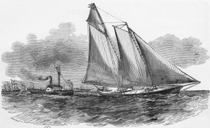 Segeln: Amerika bei den Cowes-Regatten an der Spitze des Rennens - Gravur, Bibl. des arts deco