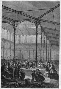 Fischverkauf bei der Auktion in den Halles de Paris im Jahr 1866 (Pavillon Baltard)