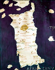 Sardinien. Detail einer geografischen Karte zur „Cosmographia“ von Claudius Ptolemäus, Ende des 15. Jahrhunderts von Unknown artist