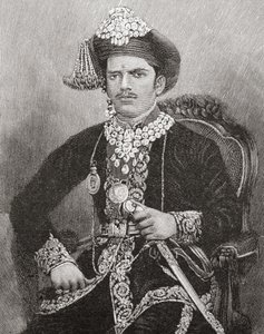 Sayajirao Gaekwad III, im Alter von 17 Jahren, Maharadscha von Baroda, Indien (Gravur) von Unknown artist