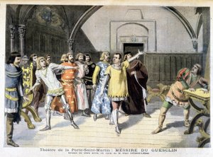 Szene aus dem Stück „Messire Du Guesclin“, Drama von Paul Déleède, gespielt im Theater der Porte Saint Martin. In Le petit journal, am 03.11.1895.
