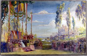 Bühnenbild für „Die Meistersinger“ oder „Die Meistersinger von Nürnberg“, Oper von Richard Wagner. Akt II von Unknown artist