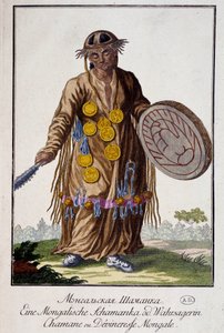 Schamane oder mongolische Wahrsagerin - Gravur