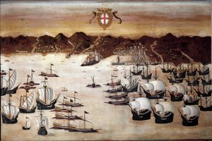 Schiffe im Hafen von Genua (16. Jahrhundert)