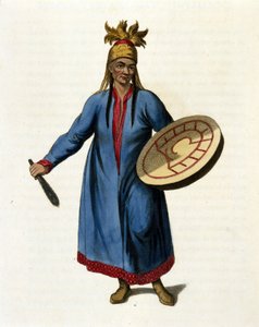 Sibirischer Schamane. Gravur des 19. Jahrhunderts