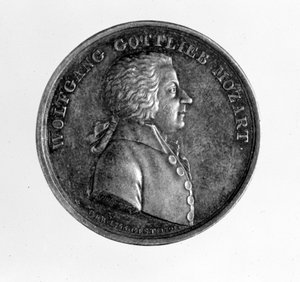 Silbermedaille mit dem Abbild des Komponisten Wolfgang Amadeus Mozart (1756 - 1791)
