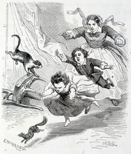 Sophie und das Eichhörnchen - in „Die Leiden der Sophie“ von der Gräfin von Ségur, Hachette von Unknown artist