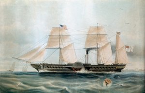 Dampfer British Queen im Jahr 1840 (19. Jahrhundert Druck)
