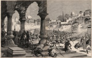 Die Schlacht von Manipur - Britisch-indische Aufstände - Massaker an einer Kolonne von etwa 500 englischen Soldaten, gerufen vom Maharadscha, dessen Untertanen in Manipur (Gebiet an den Grenzen von Assam und Burma) in Indien revoltierten von Unknown artist