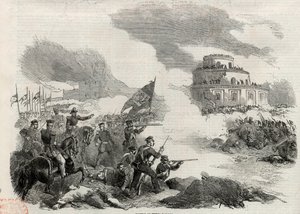 Die Schlacht von Monte Caseros im April 1852 - Aufstand von Justo José de Urquiza (1801-70) gegen den argentinischen Diktator Juan Manuel de Rosas (1793-1877) - Die Schlacht von Caseros am 3. Februar von Unknown artist