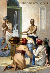 Die Brahmanen-Magnetisierer. Chromolithographie aus dem späten 19. Jahrhundert.