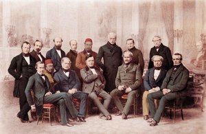 Der Kongress von Paris war eine Friedenskonferenz, die 1856 in Paris, Frankreich, zwischen Vertretern der Großmächte Europas stattfand, um nach dem fast dreijährigen Krimkrieg Frieden zu schließen von Unknown artist