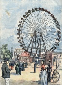 Das Riesenrad der Weltausstellung 1900 in Paris.