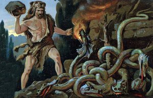 Die Arbeiten des Herkules: Herkules tötet die Hydra von Lerna, Anfang des 20. Jahrhunderts von Unknown Artist