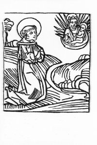 Das Leben des Heiligen Bernhard de Menthon (923 - 1008). Gravur aus „Leben der Heiligen - sommerteil“ (Das Buch der Heiligen) von Jacobus (James) von Voragine (1228-1298). Lübeck 1488 von Unknown artist