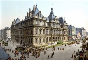 Der Palais de la Bourse in Lyon. Photochrom um 1890