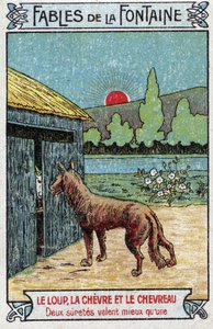 Der Wolf, die Ziege und das Lamm - Fabeln von Jean de La Fontaine (1621-95) - Chromolithographie Ende des 19. Jahrhunderts. Private Sammlung von Unknown artist