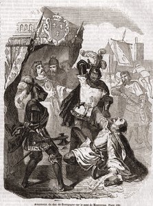 Die Ermordung des Herzogs von Burgund (Jean sans peur) auf der Brücke von Montereau - in „Geschichte Frankreichs“ von Anquetil, Paris von Unknown artist