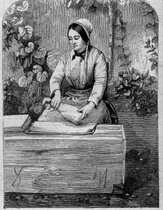 Das Abfüllen von Champagnerwein. Gravur von 1864 von Unknown artist