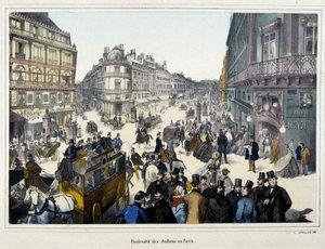 Die Menge auf dem Boulevard des Italiens - Gravur von Unknown artist