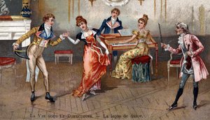 Die Tanzstunde Ende des 18. Jahrhunderts von Unknown artist