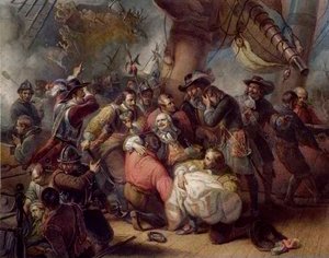 Der Tod von Admiral De Ruyter - Tod von Michel de Ruyter (1607-1676), Generalleutnant der Vereinigten Provinzen, Marineheld, der während der englisch-niederländischen Kriege des 17. Jahrhunderts eine wichtige Rolle spielte von Unknown artist
