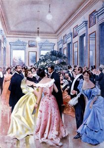 Das Foyer des Theaters La Scala (Teatro alla Scala) in Mailand. 1890. von Unknown artist