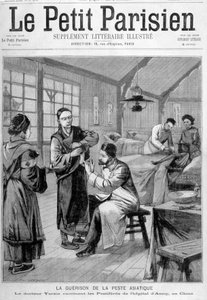 Die Heilung der asiatischen Pest: Dr. Yersin impft die pestkranken Tiere des Krankenhauses von Amoy in China - in „Le Petite Parisien“ vom 07.02.1897