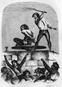 Der Bucklige Quasimodo am Pranger. Illustration aus Victor Hugos Roman „Notre Dame de Paris“ von 1844. von Unknown artist