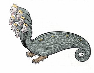 Die Hydra mit den sieben Köpfen ist eine Wasserschlange mit einem Hundekörper