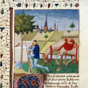Der Ritter der Tafelrunde Gauvain, Neffe von König Artus, nahe einem Brunnen
