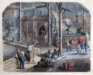 Die Herstellung von Bier. Illustration des 19. Jahrhunderts. Bianchetti-Sammlung