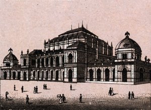 Die neue Börse in Frankfurt, Deutschland in „Die Welt illustriert 168 Ansichten“ (Ende des 19. Jahrhunderts)