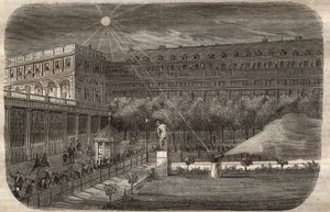 Die Mittagskanone (Sonnenkanone) am Palais Royal in Paris. Gravur von 1857 im „Le Musée Des Sciences“