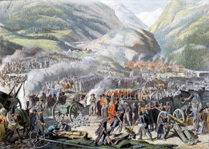 Der Übergang über den St. Bernhard-Pass durch die napoleonische Armee am 16. Mai 1800 - Lithographie