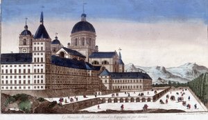 Das königliche Kloster von Escorial in Spanien, von hinten gesehen.