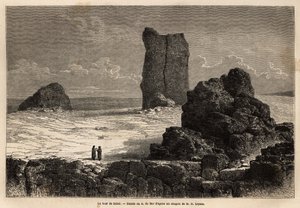 Die Schaufensterruinen von Birs Nimroud, die die Touristengemeinde von Bagdad (Irak) damals als den mythischen Turm von Babel identifiziert. Gravur zur Illustration der Reise nach Babylon, 1866, von Guillaume Lejean, in „Le tour du monde, nouveau journal d von Unknown artist