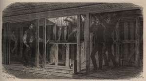 Theatertricks - Schlucken - Gravur von 1875
