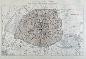 Transformationen von Paris unter dem Zweiten Kaiserreich, Haussmann Paris. Plan von Paris seit der Annexion mit seiner Einteilung in 20 Arrondissements, gemäß dem Gesetz vom 16. Juni 1859 - in „Atlas administratifs des arrondissements de la Ville de Paris“