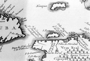 Turtle Island und Santo Domingo aus einer Karte des 17. Jahrhunderts von Pierre Vandier von Unknown artist