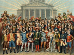 UNIVERSAL PANTHEON DER HAUPTMÄNNER BERÜHMTE Chromolithographie von Sauvage