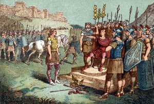Vercingetorix, gallischer Anführer, ergab sich Julius Caesar im Jahr 52 v. Chr. von Unknown artist